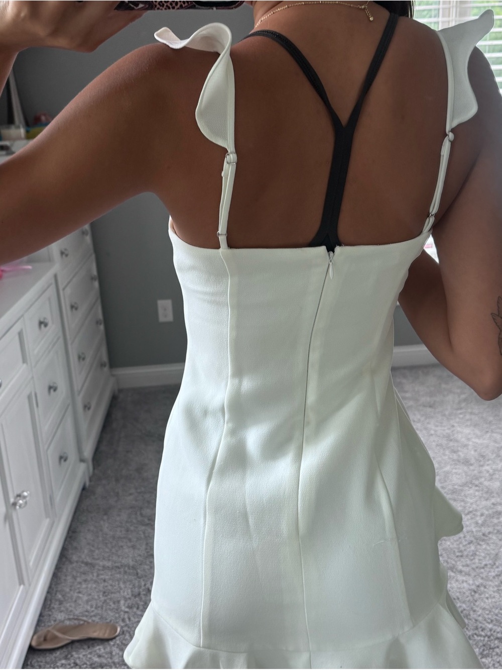 BCBGeneration White Ruffle-Detail Mini Dress - Picture 6 of 7